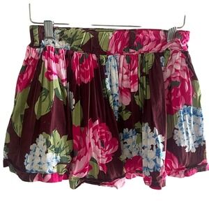 Abercrombie Floral Mini Skirt XS Maroon Pink Peony Boho Y2K Soft‎ Girl Lined
